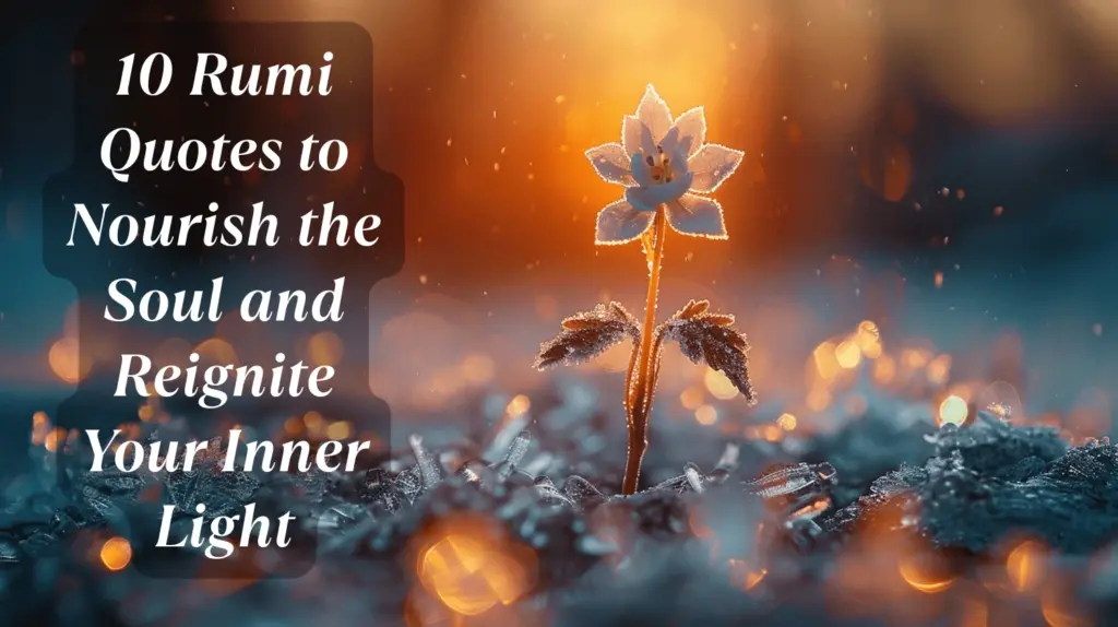 10 Rumi Quotes to Nourish the Soul and Reignite Your Inner Light | DIY Live Life Blooming flowers under soft sunlight with a Rumi quote in graceful script overlay, evoking peace and spiritual reflection