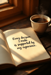 Positive Morning Affirmations You Can Use Daily affirmation written on a book Every decision I make is supported by my experience.