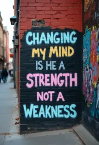 Positive Morning Affirmations You Can Use Daily affirmation written on a wall Changing my mind is a strength, not a weakness.