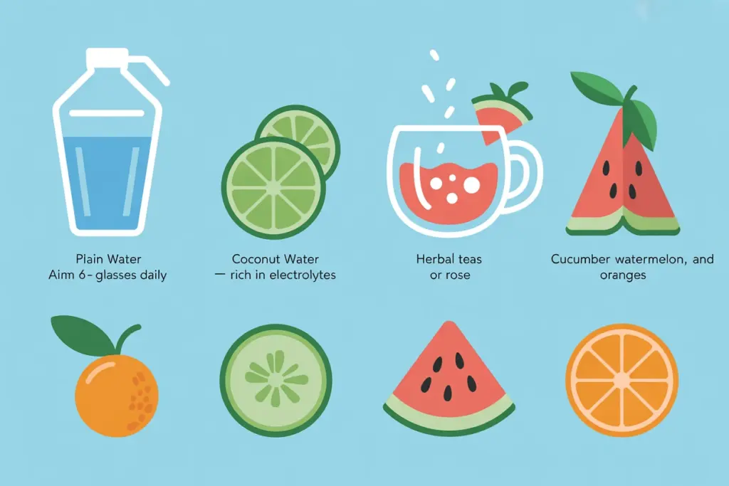 plain water aim for 68 glasses daily coconut water